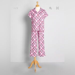 ModCloth NWT Sugarplum Plaid Dreams Pajama Set - Pink Plaid